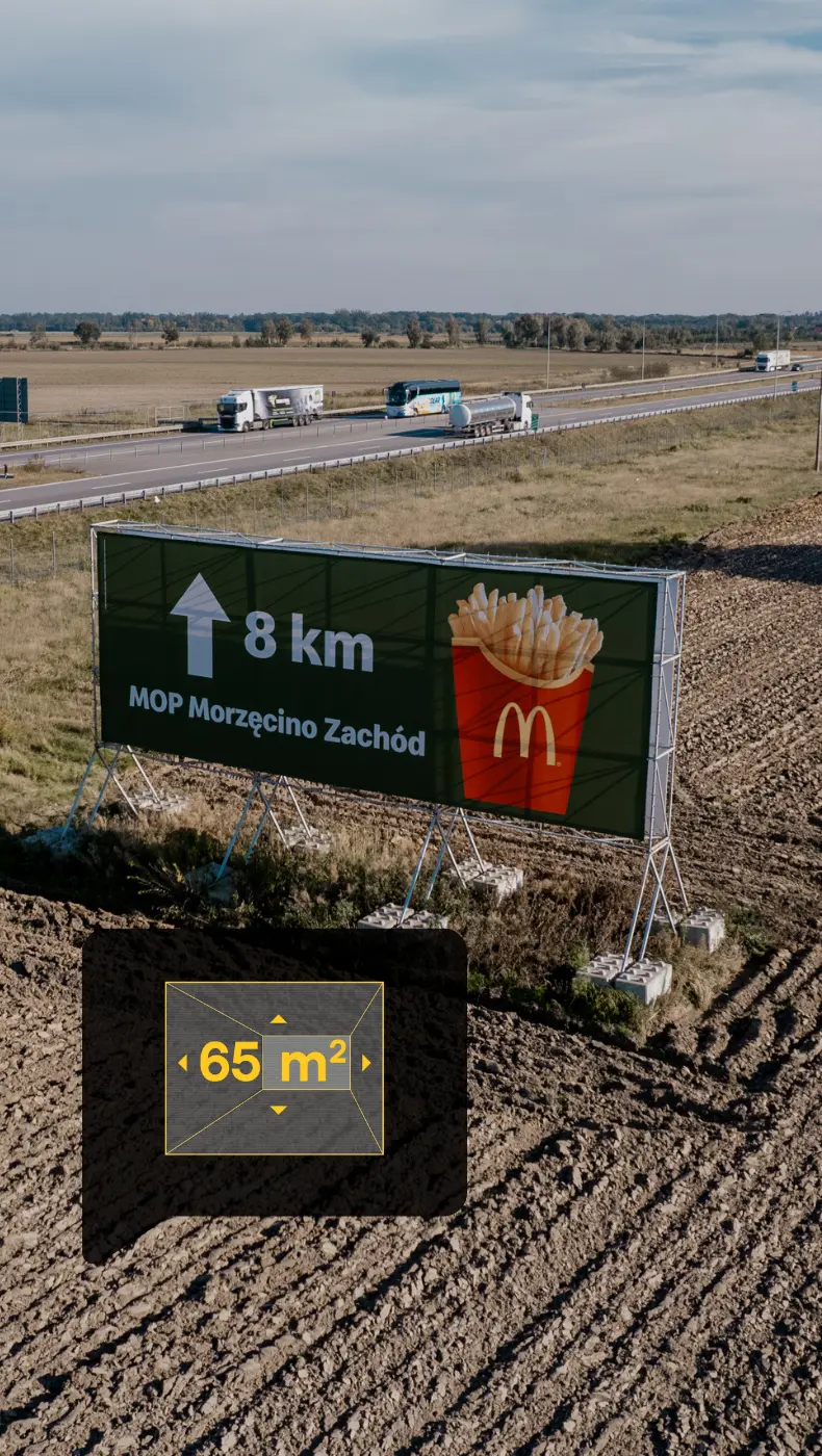 billboard ekspresówka weżel garbce S-5 Węzeł Garbce (zachód, widok Poznań - Wrocław), 13 x 5 m.