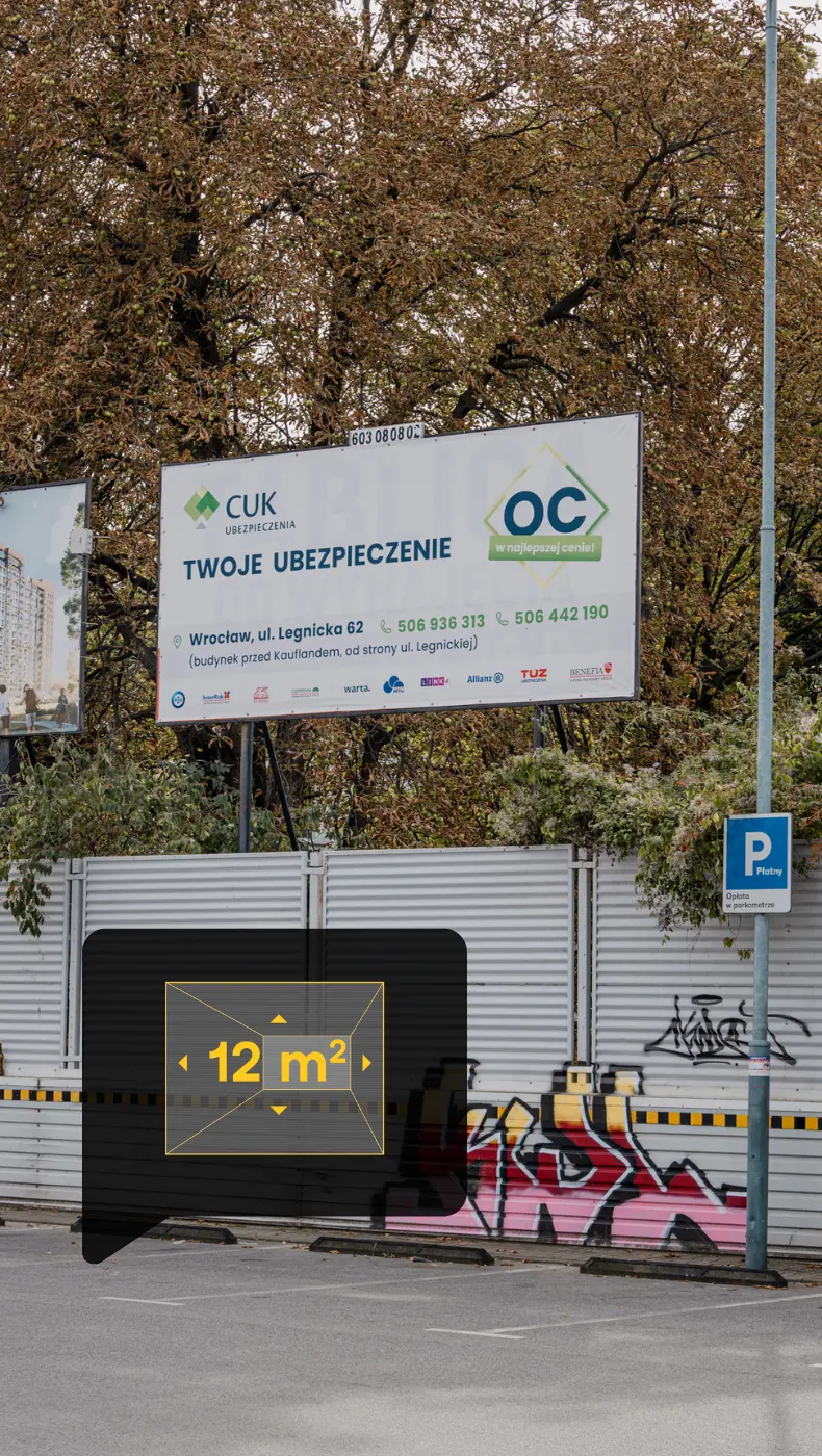 billboard kaufland wrocław 4 ul. Legnicka Wrocław - parking sklepu Kaufland 4 - 5,04 x 2,38 m.