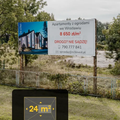 billboard lotnicza 24 m. kw. Wrocław ul. Lotnicza 100 Wrocław - na wysokości ul. Bednarskiej, kierunek CENTRUM - 8,00 x 3,00 m. XL