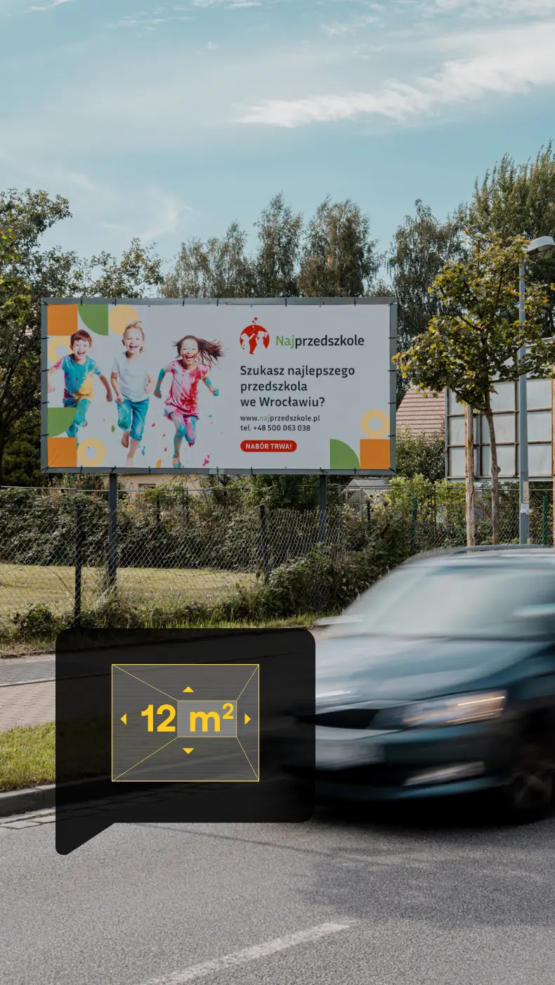 billboard Główna >> Wilkszyn ul. Główna Wrocław - kierunek Leśnica / Wilkszyn - 5,04 x 2,38 m.